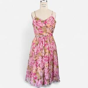 Context Pink Floral Silk Midi Dress Women’s 4 Fairy VtG